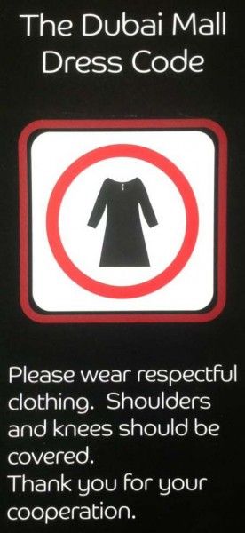 Dubai Mall dress code sign