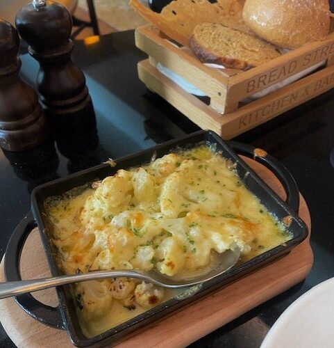 Bread street kitchen Dubai cauliflower cheese roast dinner