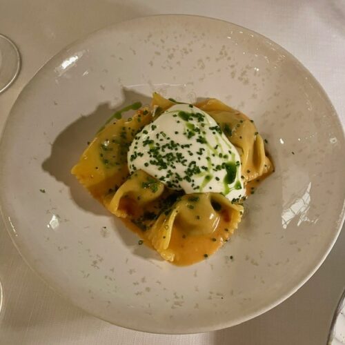 Duck Ravioli with Parmesan Mousse