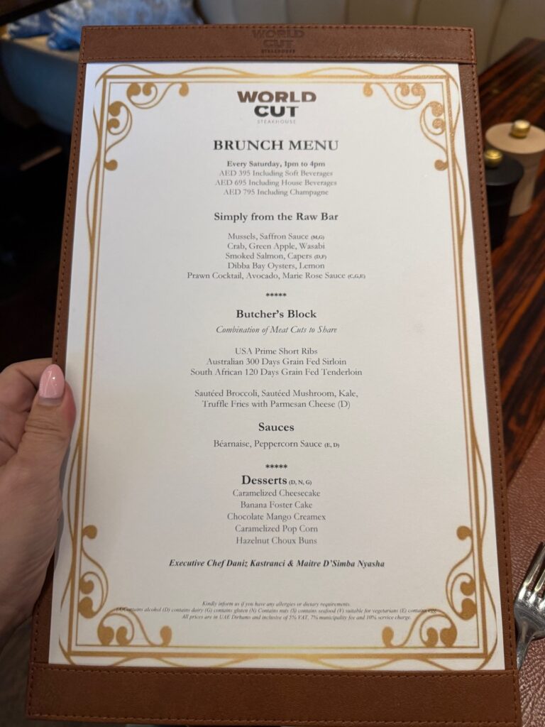 world cut steakhouse brunch menu