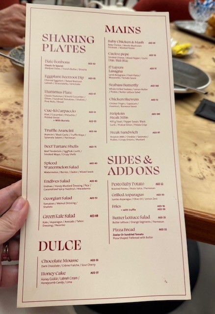 A normal day dinner menu