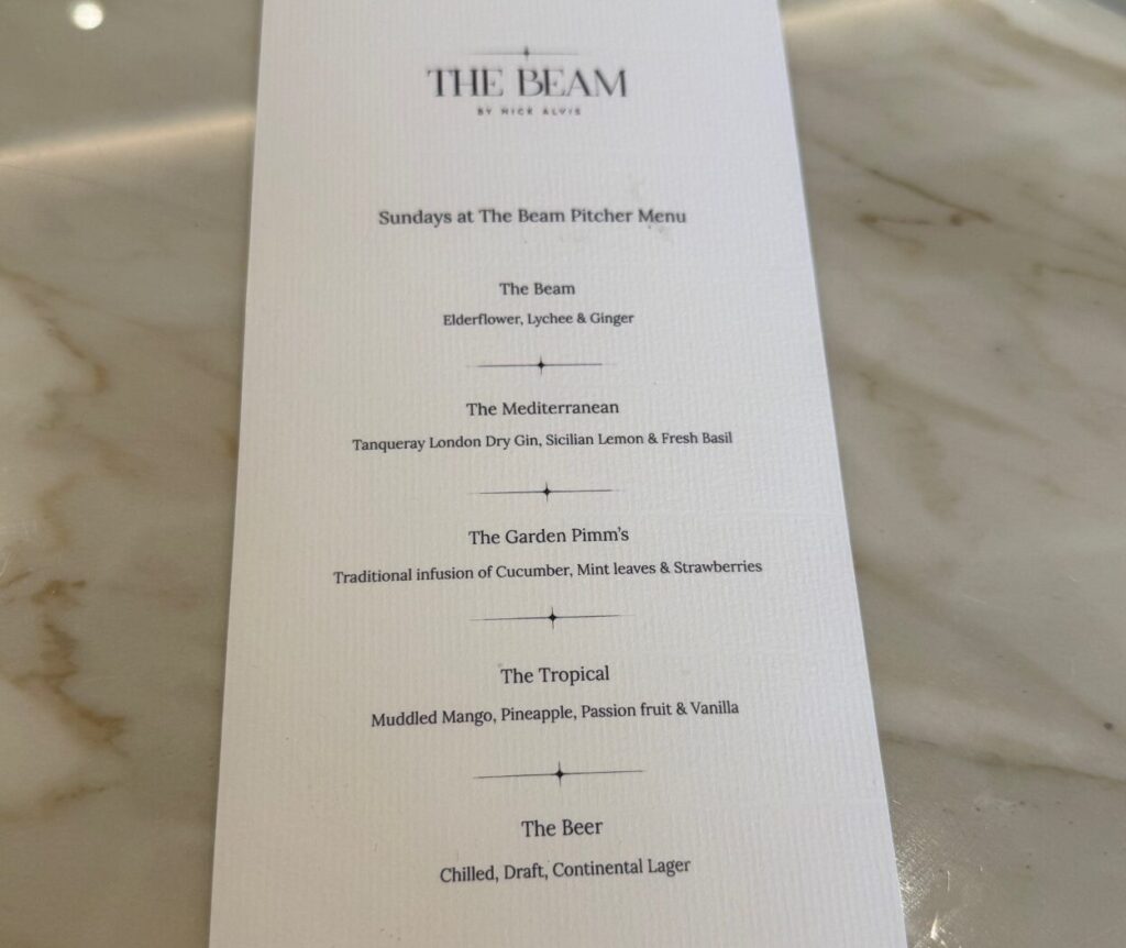 The Beam Brunch Drinks Menu