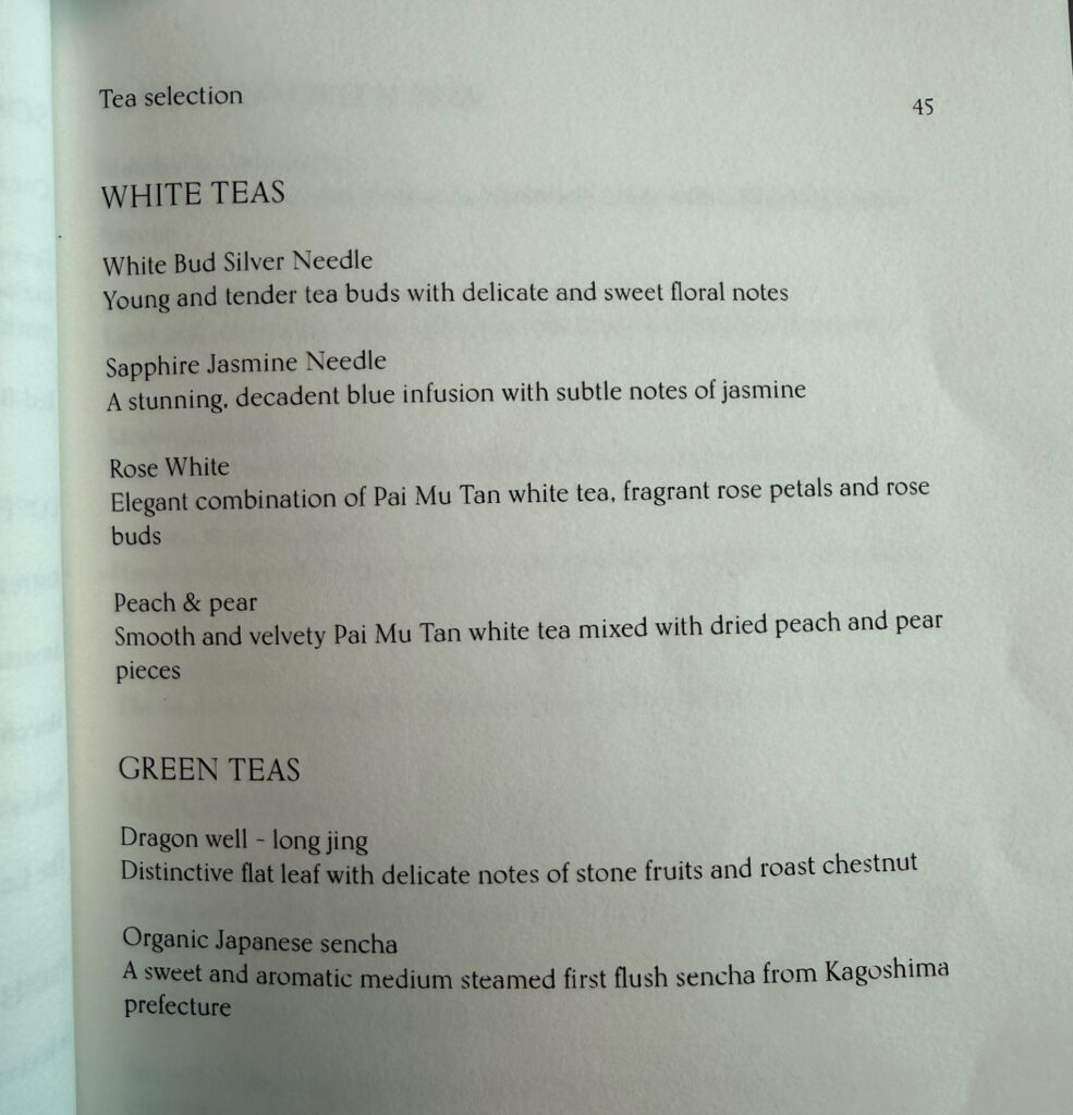 The Lana Dubai Tea Menu