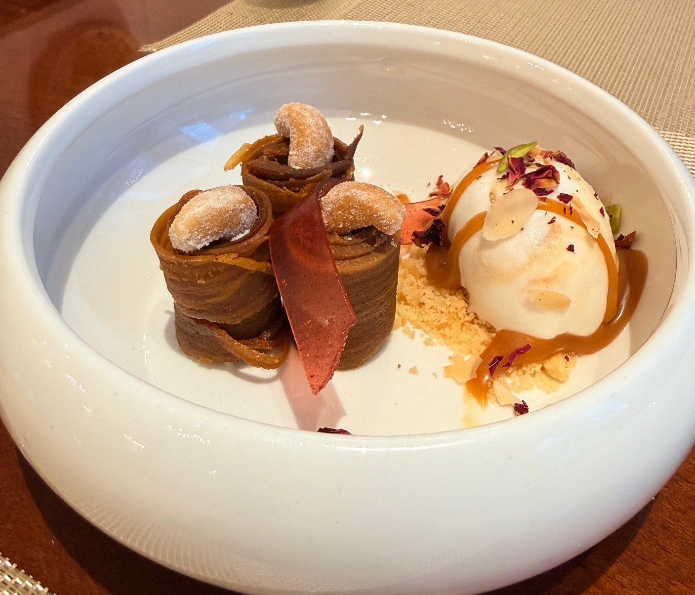 Traditional layered Bebinca dessert at Punjab Grill Dubai