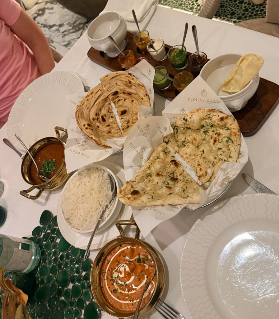 Main course dishes served at Punjab Grill, Ritz Carlton Abu Dhabi Grand Canal