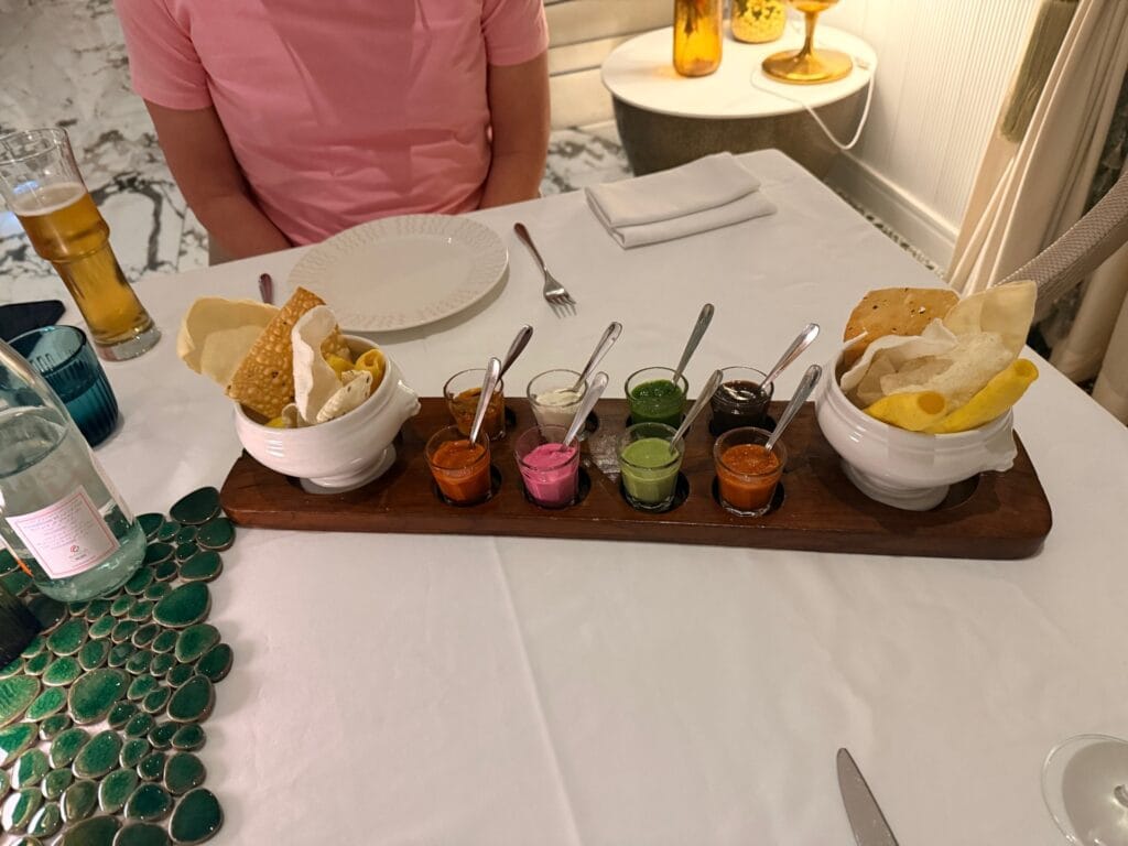 Selection of flavorful dips served at Punjab Grill in the Ritz Carlton Abu Dhabi Grand Canal,