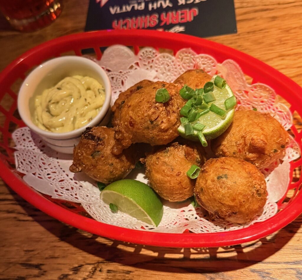 Salt cod fritters at Miss Lily’s Caribbean restaurant in Dubai