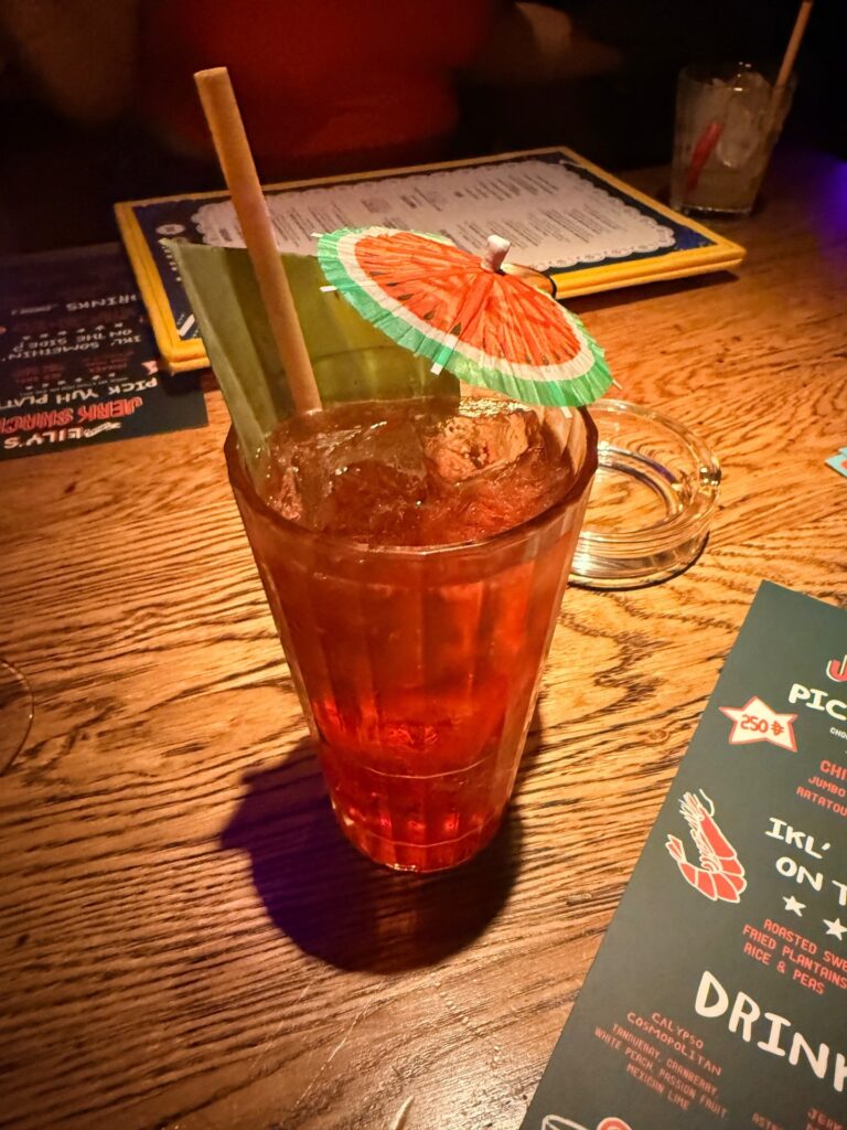 Watermelon Spritz cocktail at Miss Lily’s Caribbean restaurant in Dubai, a refreshing and fruity drink.