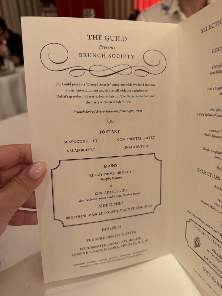 The Guild Brunch Food Menu