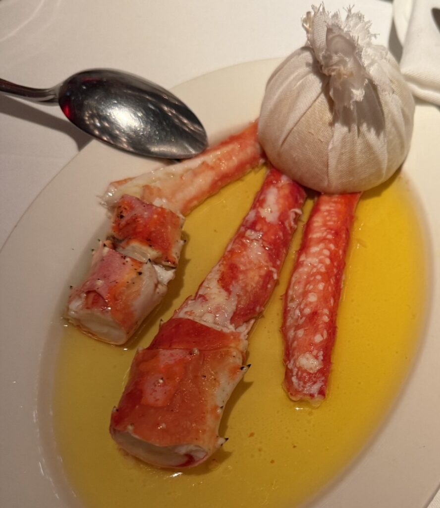 Giant crab legs with a butter sauce