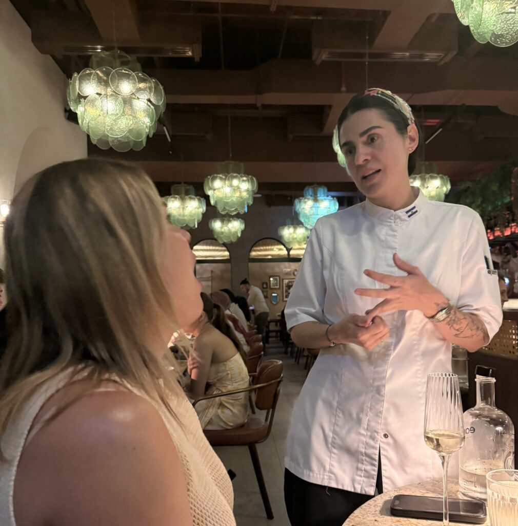 Chef Gabriela Chamorro Chatting to guests at Girl & the Goose