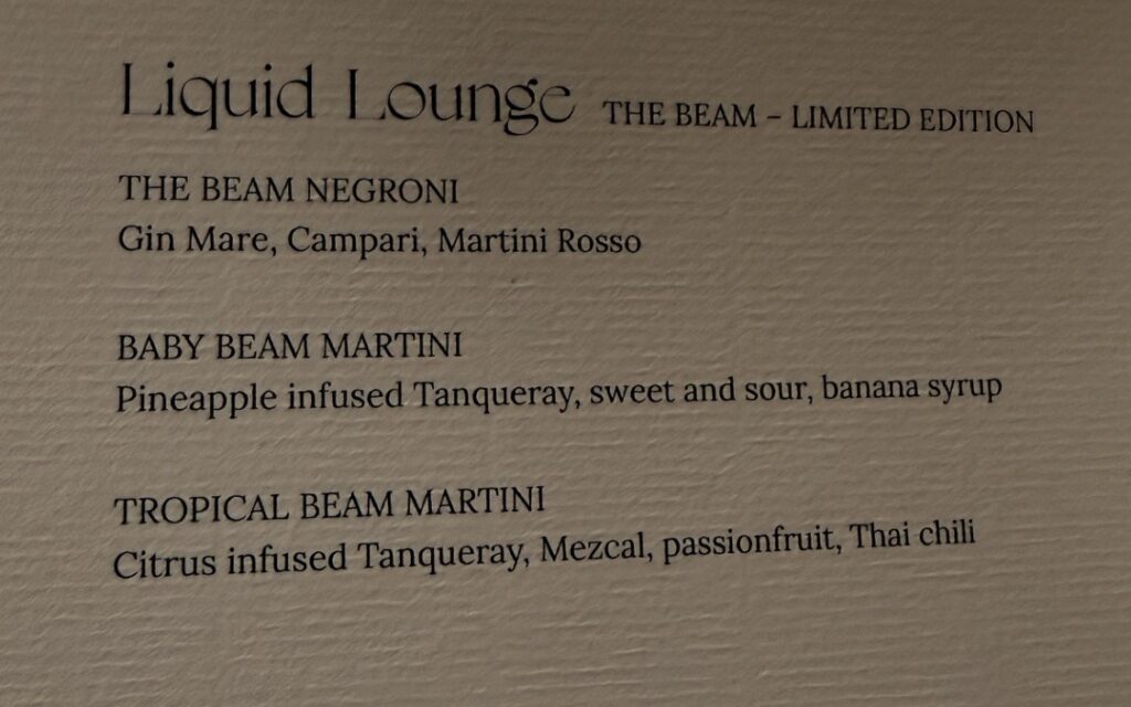 The Beam Cocktail Menu